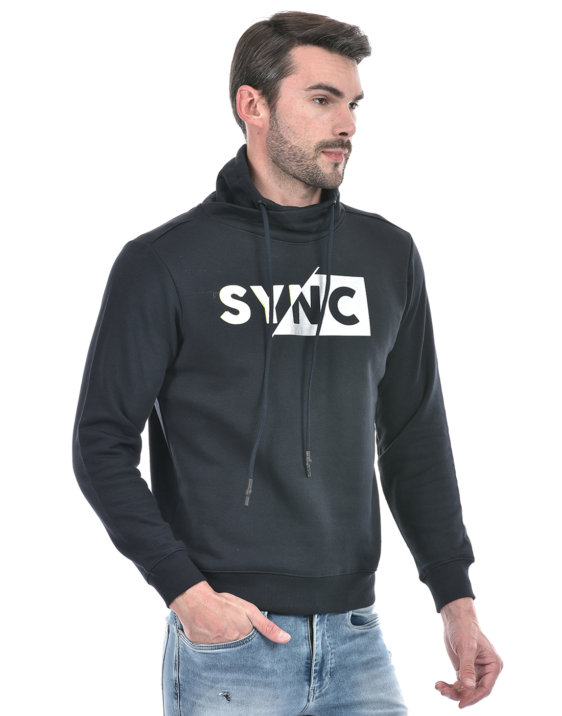 Numero Uno Men Abstract Dark Blue Sweat Shirt